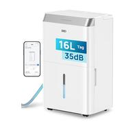 DREO Deshumidificador Inteligente 16 L/24 h, para estancias de hasta 30 m² - eficiente y silencioso - App & Alexa, 3 modos, temporizador, humedad ajustable, tubo de desagüe, dormitorio & baño