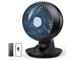 Dreo Ventilador de Mesa 3D para Dormitorio, Aire Potente 8.8 m/s, Ultra Silencioso 22 dB, Oscilación 90°, Control por App y Voz, 9 Velocidades, Temporizador 8/12 h, Ideal para Hogar y Oficina