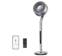 Dreo - Ventilador de pedestal con control inteligente, altura de 102 a 112 cm, oscilante, de 120°+85°, flujo de aire de 30.48 m, 10 velocidades, 6 modos, temporizador de 12 horas, 23 db, Wi-Fi/voz
