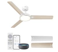 Dreo ventilador de techo inteligente 132 cm con luz, 12 velocidades y 3 modos, temperatura ajustable, LED regulable, temporizador 1-12 h, motor CC silencioso, app, Alexa e interruptor, blanco