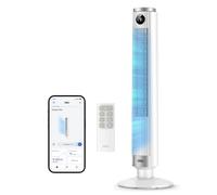 Dreo Ventilador de torre inteligente 554S, ventilador de pie ajustable 102-114 cm, 8.4 m/s, oscilación 90°, silencioso 20 dB, 9 velocidades, 4 modos, temporizador 12 h, compatible con Google y Alexa