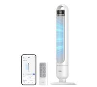 Dreo ventilador de torre inteligente para dormitorio, ventilador de pie silencioso 28 dB, alcance hasta 8,8 m, 4 velocidades y 3 modos, temporizador 8 h, control por app, oscilación 90°, blanco WiFi