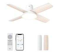 Dreo Ventiladores de techo con luces, 12 velocidades y 3 modos de ventilador, motor CC silencioso, perfil bajo, fácil de instalar, ventilador de techo inteligente de montaje empotrado con LED