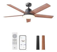 Dreo - Ventiladores de techo de 52 pulgadas con luces y control remoto, 6 velocidades, motor CC reversible silencioso, 5 ventiladores de techo regulables de temperatura de color para recámara, sala de