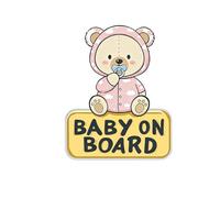 Dreothy Letreros de bebé a bordo para coche, lindo oso animal, impermeable, resistente a los rayos UV, calcomanía de seguridad para concienciación, fácil de aplicar para ventana o parachoques (oso