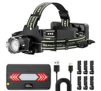 Drepint Linterna Frontal LED, Linterna de Cabeza 5 Modos con Sensor, Frontal LED Recargable 5000 MAh Type-C Ajustable de 90°, Zoom Ajustable para Camping Senderismo