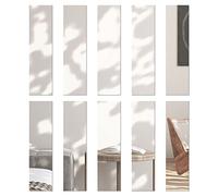 DRERIO 10 Piezas Espejo Acrílico Autoadhesivo Tiras Espejo Autoadhesivo 20 × 5 cm x 2 mm HD Largo Pegajoso Sin Marco Azulejos de Plástico Espejo de Pared sin Cristal, para la Decoración del Hogar