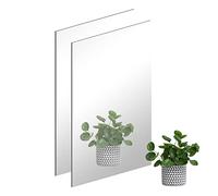 DRERIO 2 Piezas Espejos Adhesivos HD Sin Vidrio Espejo de Pared 40 x 30 CM Espejos Grandes Acrílico sin Marco para Baño, Recibidor, Dormitorio