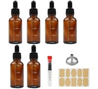 DRERIO 6 Piezas Frasco Cuentagotas 30ml, 6 Ambar Botellas Cristal Cuentagotas con Pipeta Cuentagotas Vidrio 30cc, para Aceite Esencial, Masaje,Fragancia, Aromaterapia, Laboratorio