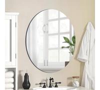 DRERIO Ovalado Espejo Baño 50×40 cm - Espejo Pared de Cristal Autoadhesivo - Grande Ovalado Redondo sin Marco Pegatina Decoración para baño, salón, Entrada