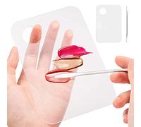DRERIO Paleta de Maquillaje, Paleta de Cosméticos, Maquillaje Acrílica Transparente para Mezclas Cosméticas y Espátula de Acero Inoxidable, para Maquillaje, Arte de Uñas(Set of 2)