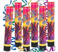 DRERIO Paquete de 6 botones de confeti giratorios, 28 cm, cañones de color para fiestas, sin gas comprimido, para bodas, aniversarios, Navidad, Año Nuevo