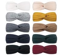 DRESHOW 10 Piezas Boho Mujer Diademas Flor Vintage Impreso Criss Cross Anudado Elástico Banda para el Cabello Band Accesorios de Pelo Yoga Cabeza Wraps Diademas para Mujeres