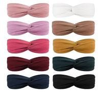 DRESHOW 10 Piezas Boho Mujer Diademas Flor Vintage Impreso Criss Cross Anudado Elástico Banda para el Cabello Band Accesorios de Pelo Yoga Cabeza Wraps Diademas para Mujeres