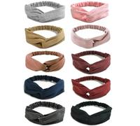 DRESHOW 10 Piezas Boho Mujer Diademas Flor Vintage Impreso Criss Cross Anudado Elástico Banda para el Cabello Band Accesorios de Pelo Yoga Cabeza Wraps Diademas para Mujeres