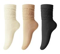 DRESHOW 3 Pares Calcetines Holgados para Mujer de Algodón de Punto Calcetines Holgados Scrunch Calcetines para Botas de Mujer Extralargos Hasta la Rodilla
