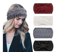DRESHOW 4 Piezas Diadema Mujer Invierno Diadema Cabeza Anchas Cabello Turbante Banda Accesorio Pelo para Mujer