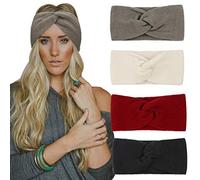 DRESHOW 4 Piezas Diadema Mujer Invierno Diadema Cabeza Anchas Cabello Turbante Banda Accesorio Pelo para Mujer