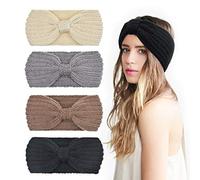 DRESHOW 4 Piezas Diadema Mujer Invierno Diadema Cabeza Anchas Cabello Turbante Banda Accesorio Pelo para Mujer