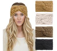 DRESHOW 4 Piezas Diadema Mujer Invierno Diadema Cabeza Anchas Cabello Turbante Banda Accesorio Pelo para Mujer