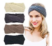 DRESHOW 4 Piezas Diadema Mujer Invierno Diadema Cabeza Anchas Cabello Turbante Banda Accesorio Pelo para Mujer