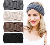 DRESHOW 4 Piezas Diadema Mujer Invierno Diadema Cabeza Anchas Cabello Turbante Banda Accesorio Pelo para Mujer