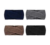 DRESHOW 4 Piezas Diadema Mujer Invierno Diadema Cabeza Anchas Cabello Turbante Banda Accesorio Pelo para Mujer