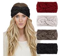 DRESHOW 4 Piezas Diadema Mujer Invierno Diadema Cabeza Anchas Cabello Turbante Banda Accesorio Pelo para Mujer