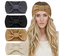 DRESHOW 4 Piezas Diadema Mujer Invierno Diadema Cabeza Anchas Cabello Turbante Banda Accesorio Pelo para Mujer