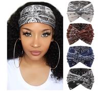 DRESHOW 4 Piezas Diadema Para Mujer Turbante Bohemia Elástico Cinta Banda para El Cabello Diadema Accesorios Para El Cabello