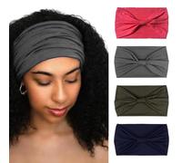 DRESHOW 4 Piezas Diadema Para Mujer Turbante Bohemia Elástico Cinta Banda para El Cabello Diadema Accesorios
