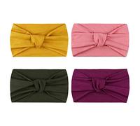 DRESHOW 4 Piezas Diadema Para Mujer Turbante Bohemia Elástico Cinta Banda para El Cabello Diadema Accesorios Para El Cabello