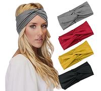 DRESHOW 4 Piezas Diadema Para Mujer Turbante Bohemia Elástico Cinta Banda para El Cabello Diadema Accesorios Para El Cabello