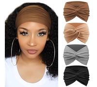 DRESHOW 4 Piezas Diadema Para Mujer Turbante Bohemia Elástico Cinta Banda para El Cabello Diadema Accesorios Para El Cabello