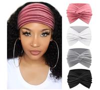 DRESHOW 4 Piezas Diadema Para Mujer Turbante Bohemia Elástico Cinta Banda para El Cabello Diadema Accesorios Para El Cabello