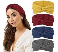 DRESHOW 4 Piezas Diadema Para Mujer Turbante Bohemia Elástico Cinta Banda para El Cabello Diadema Accesorios Para El Cabello