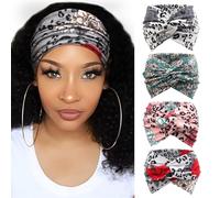 DRESHOW 4 Piezas Diadema Para Mujer Turbante Bohemia Elástico Cinta Banda para El Cabello Diadema Accesorios Para El Cabello