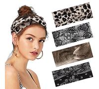 DRESHOW 4 Piezas Diadema Para Mujer Turbante Bohemia Elástico Cinta Banda para El Cabello Diadema Accesorios