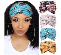 DRESHOW 4 Piezas Diadema Para Mujer Turbante Bohemia Elástico Cinta Banda para El Cabello Diadema Accesorios Para El Cabello