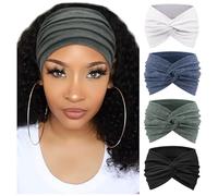 DRESHOW 4 Piezas Diadema Para Mujer Turbante Bohemia Elástico Cinta Banda para El Cabello Diadema Accesorios Para El Cabello