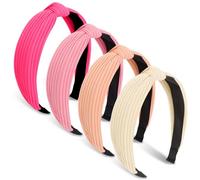 DRESHOW 4 Piezas Diademas para Mujeres y Niñas Anudado Plástico Diadema Moda Boho Ancho Diademas Antideslizante Pelo Accesorios
