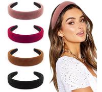 DRESHOW 4 Piezas Diademas para Mujeres y Niñas Terciopelo Suave Diadema Moda Boho Ancho Diademas Antideslizante Pelo Accesorios