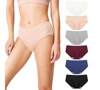 DRESHOW 6 Piezas Braguitas de Algodón Mujer Braguitas Talle Medio Suaves y Transpirables para una Comodidad Diaria