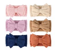 DRESHOW 6 Piezas Niña Diademas de Bebé con Lazo Elástico y Nylon, Pack de 6 Unidades para Niñas Recién Nacidas