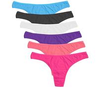 DRESHOW 6 Piezas Thong Tanga para Mujer Tanga Tiras de Algodón Transpirable para La Ropa Interior Negro Tanga de Rayas de Colores