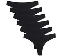 DRESHOW 6 Piezas Thong Tanga para Mujer Tiras de Algodón Transpirable para La Ropa Interior Negro Tanga de Rayas de Colores