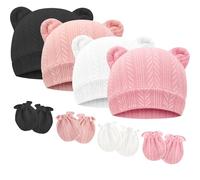 DRESHOW Bebé Gorro y Guantes para Bebé Recién Nacido Bebé Beanie Sombrero para Bebés Niños Gorros