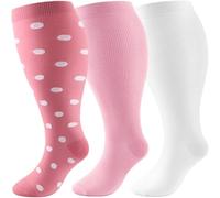 DRESHOW Calcetines de Compresión de Talla Grande para Hombres y Mujeres Pierna Ancha Extra Calcetines hasta la Rodilla de 20-30 mmHg que Favorecen la Circulación