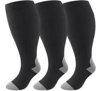 DRESHOW Calcetines de Compresión de Talla Grande para Hombres y Mujeres Pierna Ancha Extra Calcetines hasta la Rodilla de 20-30 mmHg que Favorecen la Circulación
