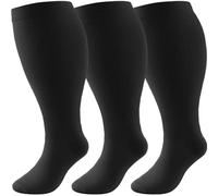 DRESHOW Calcetines de Compresión de Talla Grande para Hombres y Mujeres Pierna Ancha Extra Calcetines hasta la Rodilla de 20-30 mmHg que Favorecen la Circulación